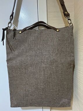 Monday Morning Studios Everyday Brown Tote Bag with Leather Trim